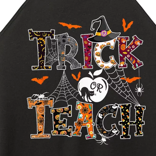 Fall Holiday Themed Thanksgiving Halloween Trick Or Teacher Women’s Perfect Tri Rocker Tank