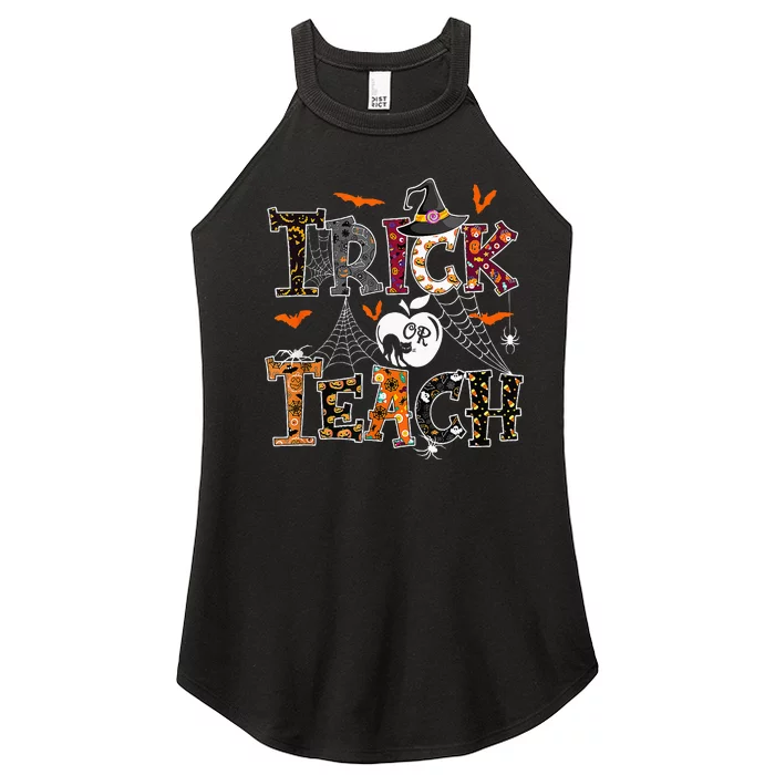 Fall Holiday Themed Thanksgiving Halloween Trick Or Teacher Women’s Perfect Tri Rocker Tank