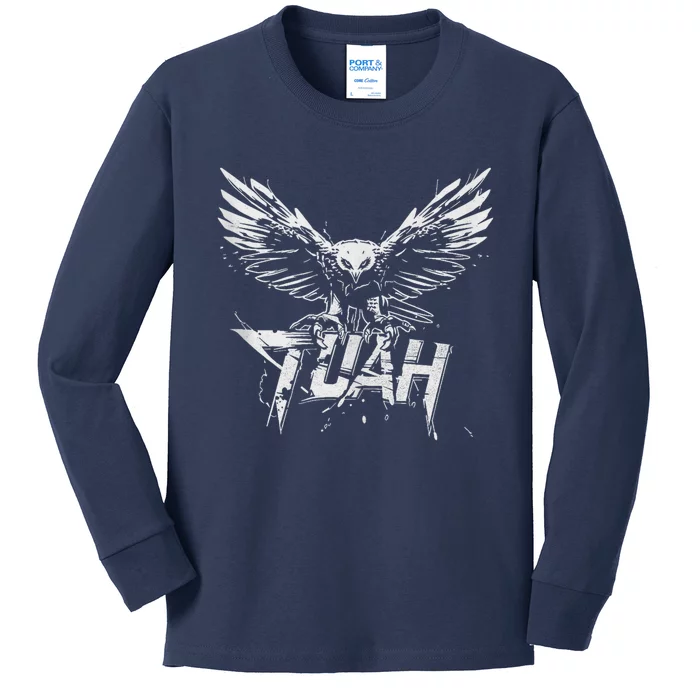 Funny Hawk Tuah Guy Spit Joke Wet That Thang Splash Down Kids Long Sleeve Shirt