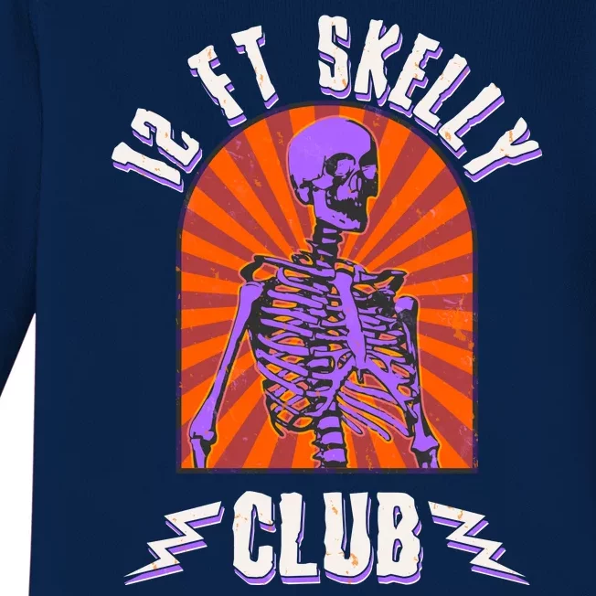 Funny Halloween Twelve Foot Skelly Club Baby Long Sleeve Bodysuit