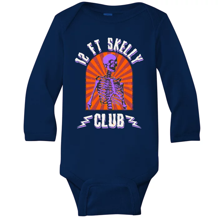 Funny Halloween Twelve Foot Skelly Club Baby Long Sleeve Bodysuit