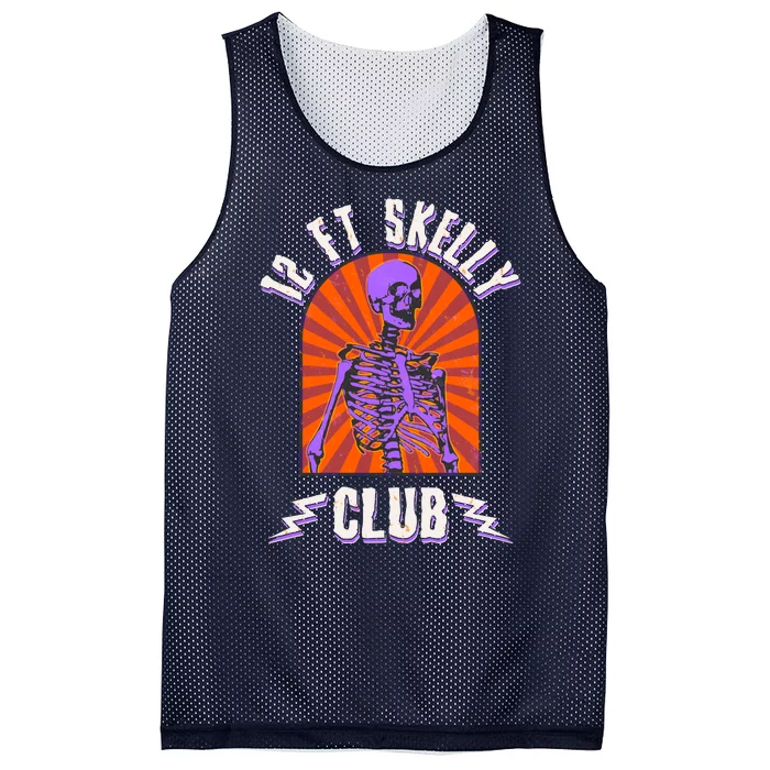 Funny Halloween Twelve Foot Skelly Club Mesh Reversible Basketball Jersey Tank