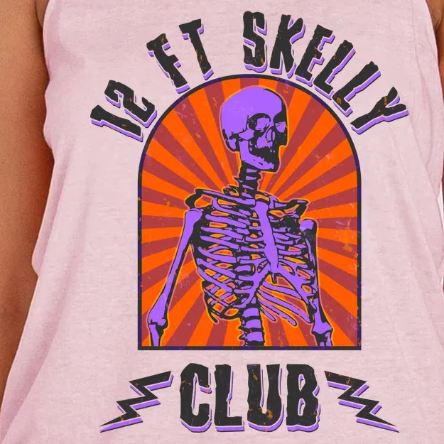 Funny Halloween Twelve Foot Skelly Club Women's Knotted Racerback Tank