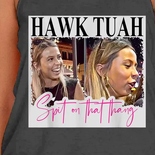 Funny Hawk Tauh Girl Meme 2024 Hawk Tauh Spit On That Thang Gift Women's Knotted Racerback Tank