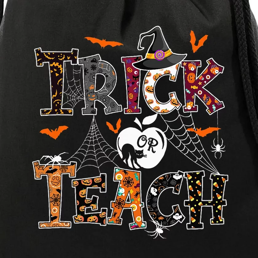 Fall Holiday Themed Thanksgiving Halloween Teacher Trick Or Drawstring Bag