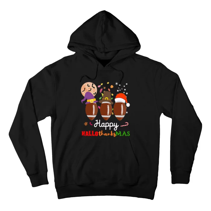 Football Halloween Thanksgiving Christmas HalloThanksMas Hoodie