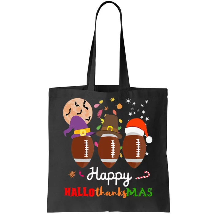 Football Halloween Thanksgiving Christmas HalloThanksMas Tote Bag