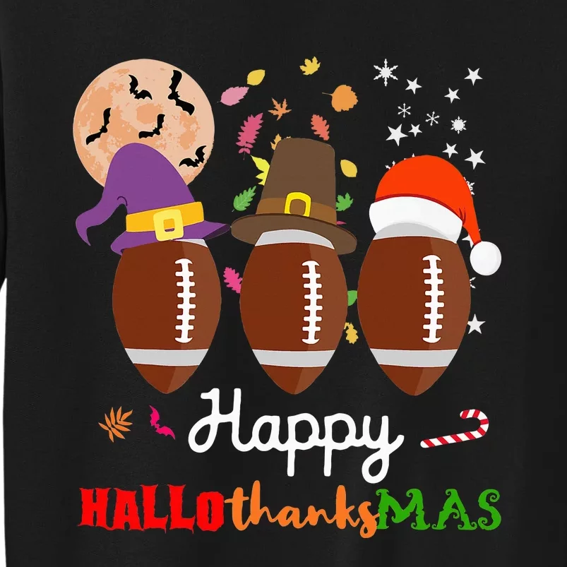 Football Halloween Thanksgiving Christmas HalloThanksMas Tall Sweatshirt