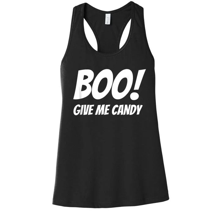 Funny Halloween Tees Sarcastic Boo Give Me Candy Women's Racerback Tank