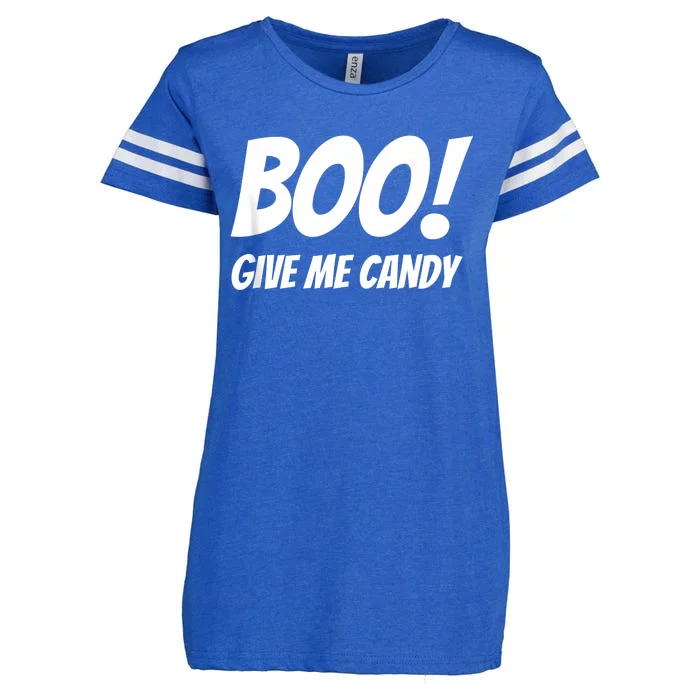 Funny Halloween Tees Sarcastic Boo Give Me Candy Enza Ladies Jersey Football T-Shirt