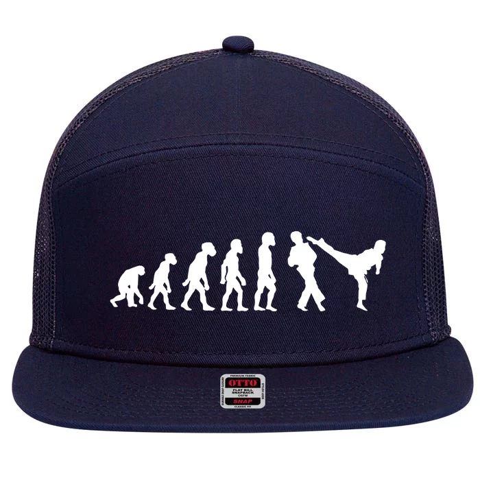 Funny Human Taekwondo Fighter Evolution Korean Sparring 7 Panel Mesh Trucker Snapback Hat