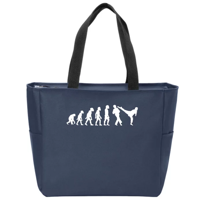 Funny Human Taekwondo Fighter Evolution Korean Sparring Zip Tote Bag