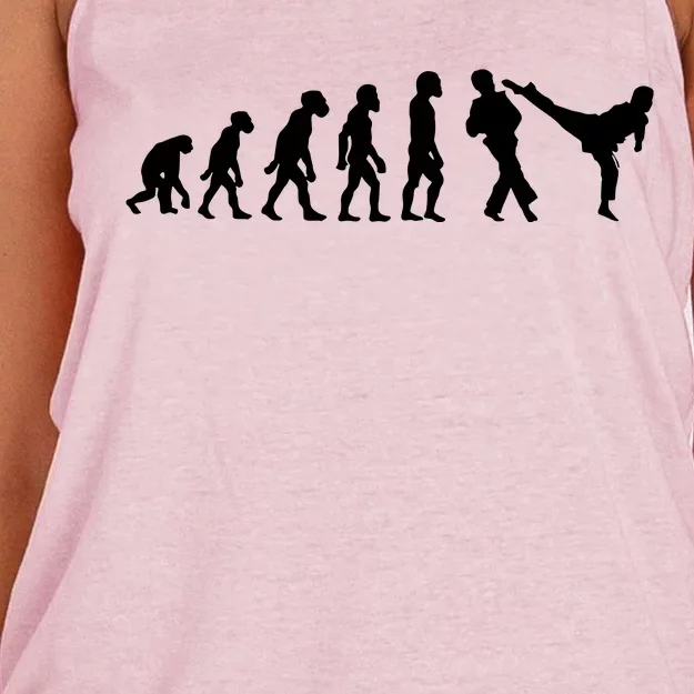 Funny Human Taekwondo Fighter Evolution Korean Sparring Women's Knotted Racerback Tank