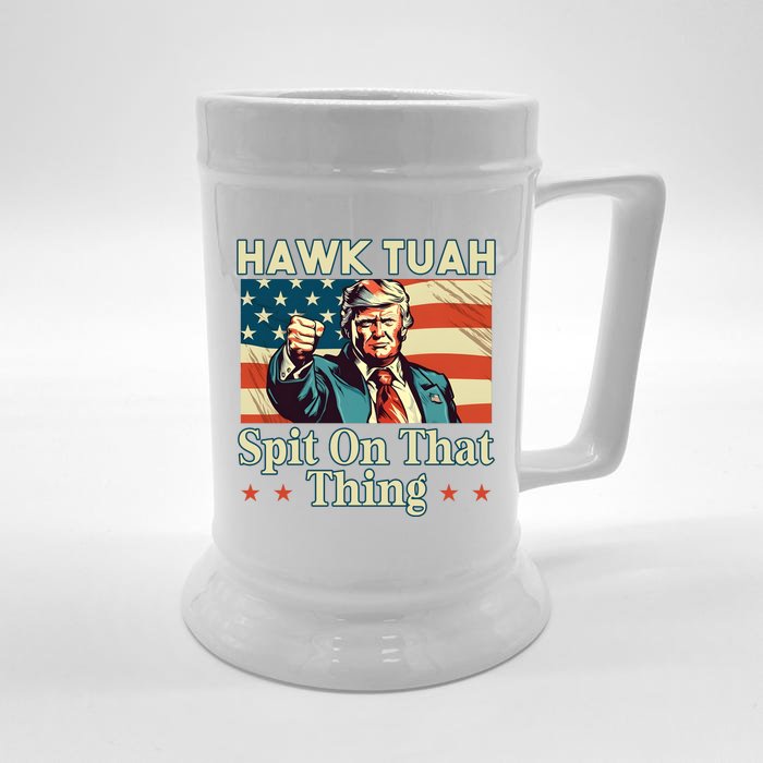 Funny Hawktuah Trump Spit On That Thing Front & Back Beer Stein