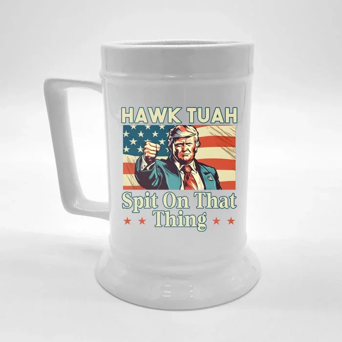 Funny Hawktuah Trump Spit On That Thing Front & Back Beer Stein