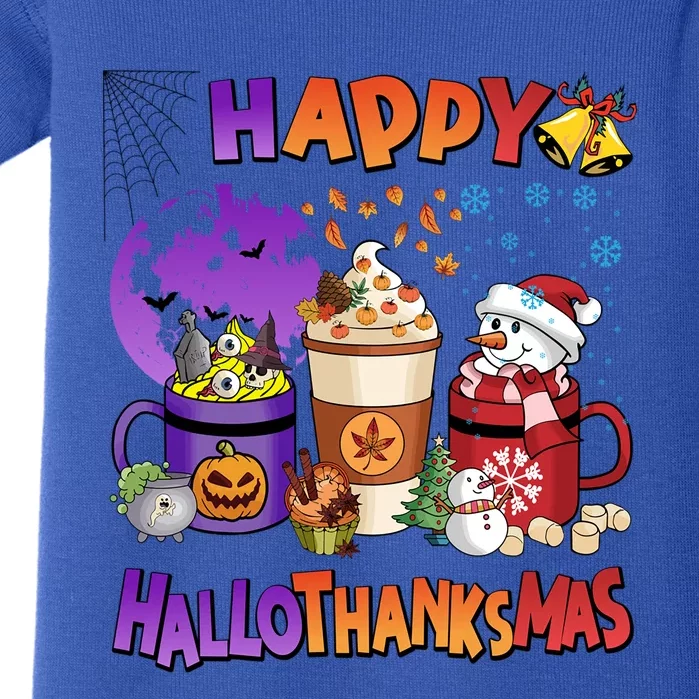 Funny Halloween Thanksgiving Christmas Happy Hallothanksmas Funny Gift Baby Bodysuit