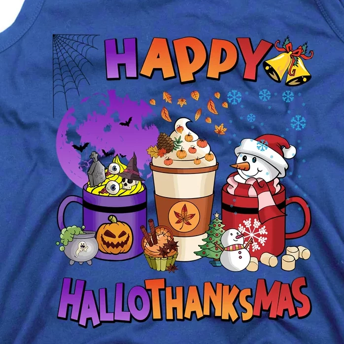 Funny Halloween Thanksgiving Christmas Happy Hallothanksmas Funny Gift Tank Top