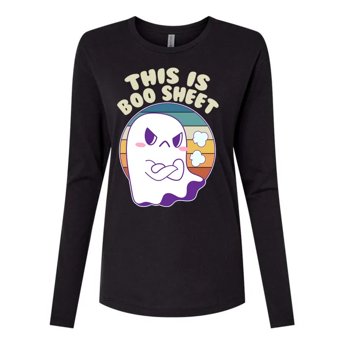 Funny Halloween This Is Boo Sheet Cute Ghost Womens Cotton Relaxed Long Sleeve T-Shirt