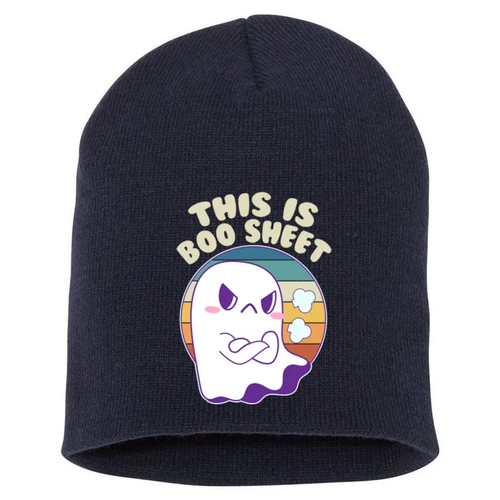 Funny Halloween This Is Boo Sheet Cute Ghost Short Acrylic Beanie