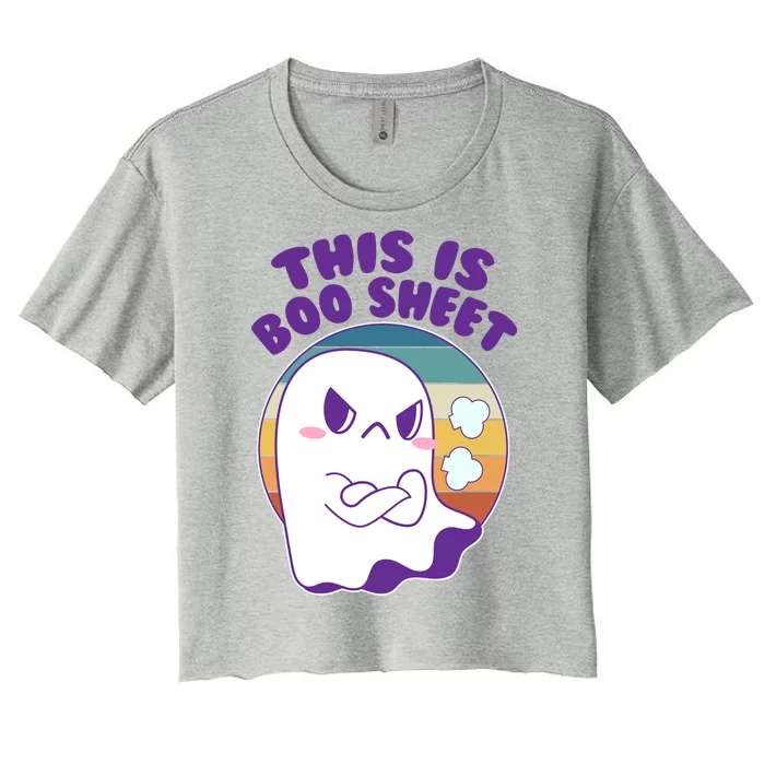 Funny Halloween This Is Boo Sheet Cute Ghost Women's Crop Top Tee