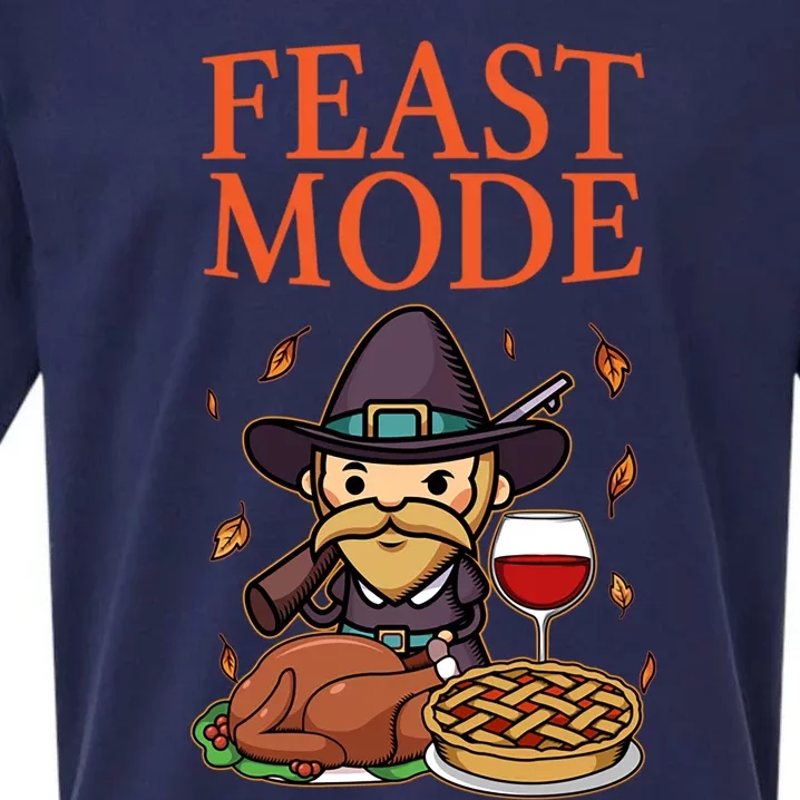 Funny Happy Thanksgiving Holiday Family I Feast Mode Gift Sueded Cloud Jersey T-Shirt