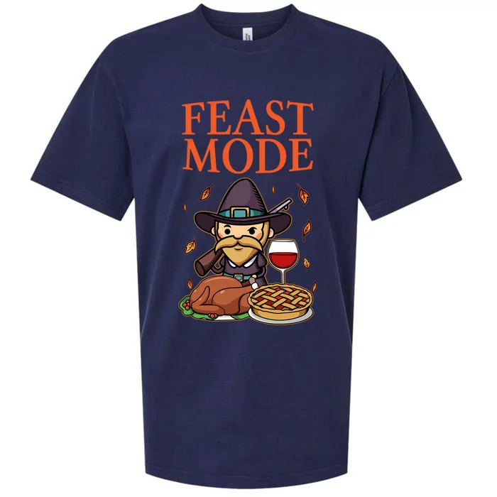 Funny Happy Thanksgiving Holiday Family I Feast Mode Gift Sueded Cloud Jersey T-Shirt