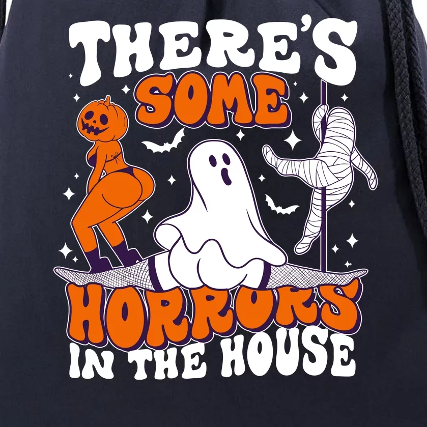 Funny Halloween Theres Some Horrors In The House Drawstring Bag