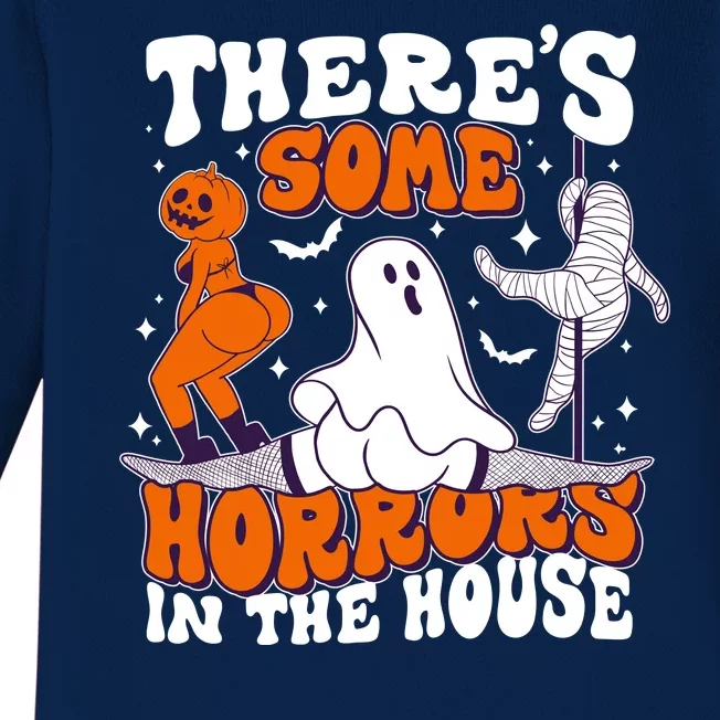 Funny Halloween Theres Some Horrors In The House Baby Long Sleeve Bodysuit