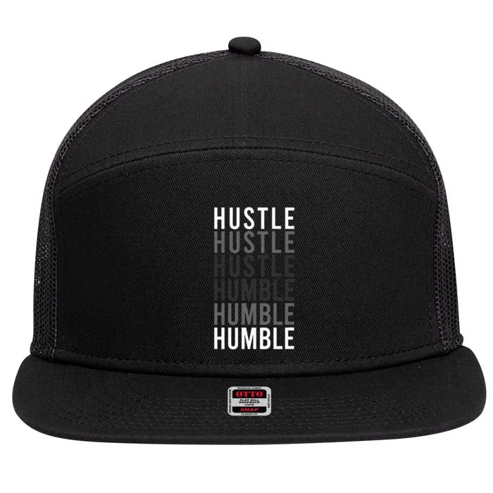 Funny Hustle To Humble Transition Motivational Typography 7 Panel Mesh Trucker Snapback Hat