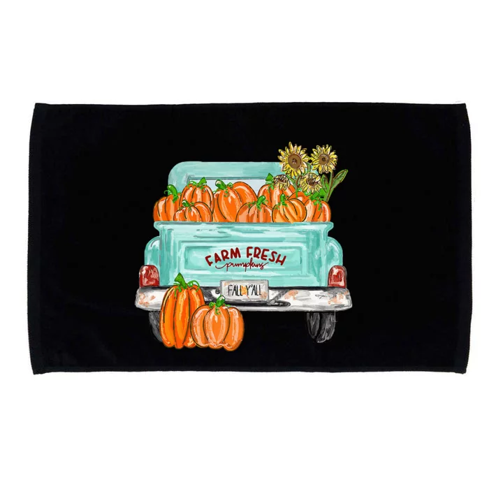 Fall Harvest Truck Pumpkin Sunflower Microfiber Hand Towel