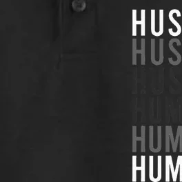 Funny Hustle To Humble Transition. Motivational Typography Dry Zone Grid Performance Polo