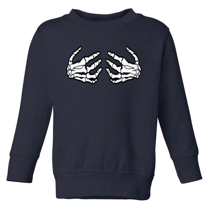 Funny Halloween Touchy Chest Skeleton Hands Human Skeleton Toddler Sweatshirt