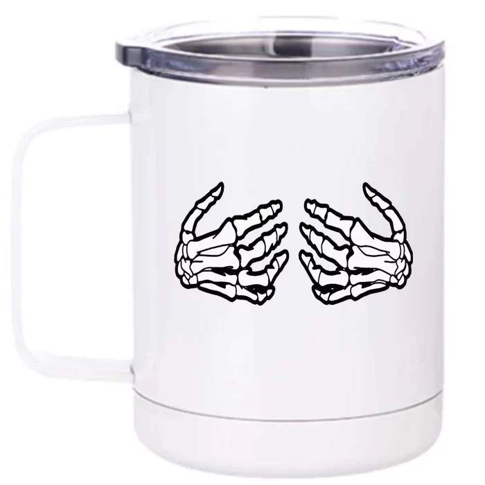 Funny Halloween Touchy Chest Skeleton Hands Human Skeleton Front & Back 12oz Stainless Steel Tumbler Cup