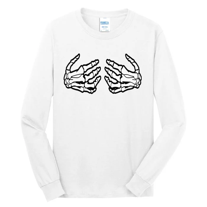 Funny Halloween Touchy Chest Skeleton Hands Human Skeleton Tall Long Sleeve T-Shirt