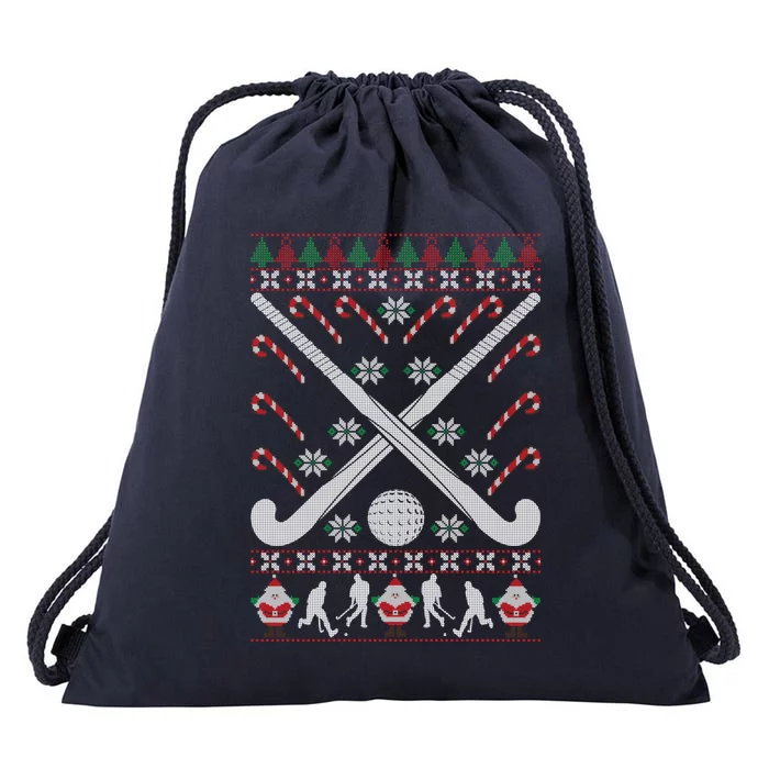 Field Hockey Ugly Christmas Funny Holiday Xmas Gift Drawstring Bag