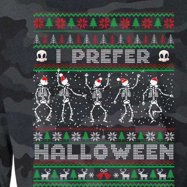 funny holiday Ugly xmas I prefer halloween christmas sweater Cropped Pullover Crew