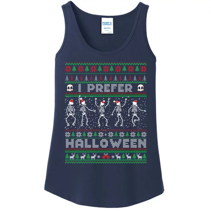 funny holiday Ugly xmas I prefer halloween christmas sweater Ladies Essential Tank