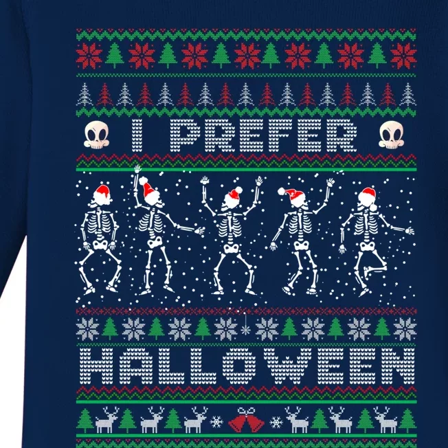 funny holiday Ugly xmas I prefer halloween christmas sweater Baby Long Sleeve Bodysuit