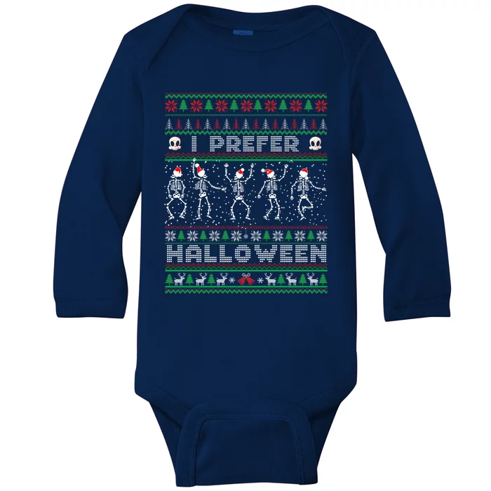 funny holiday Ugly xmas I prefer halloween christmas sweater Baby Long Sleeve Bodysuit