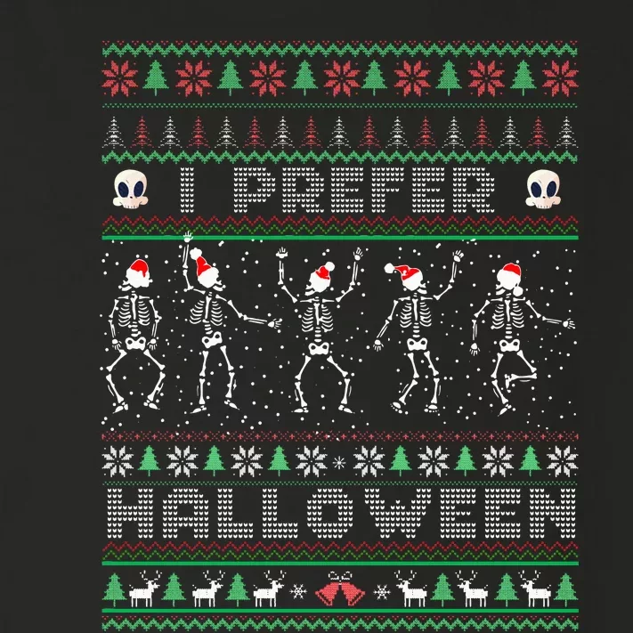 Funny Holiday Ugly Xmas I Prefer Halloween Christmas Sweater Toddler Long Sleeve Shirt