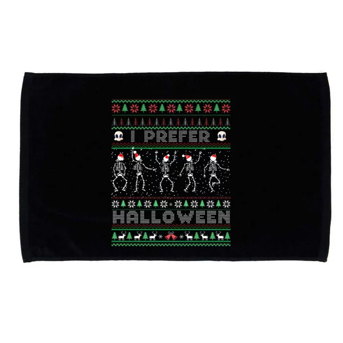 Funny Holiday Ugly Xmas I Prefer Halloween Christmas Sweater Microfiber Hand Towel