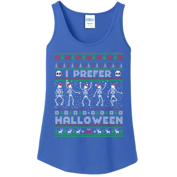 Funny Holiday Ugly Xmas I Prefer Halloween Christmas Great Gift Ladies Essential Tank