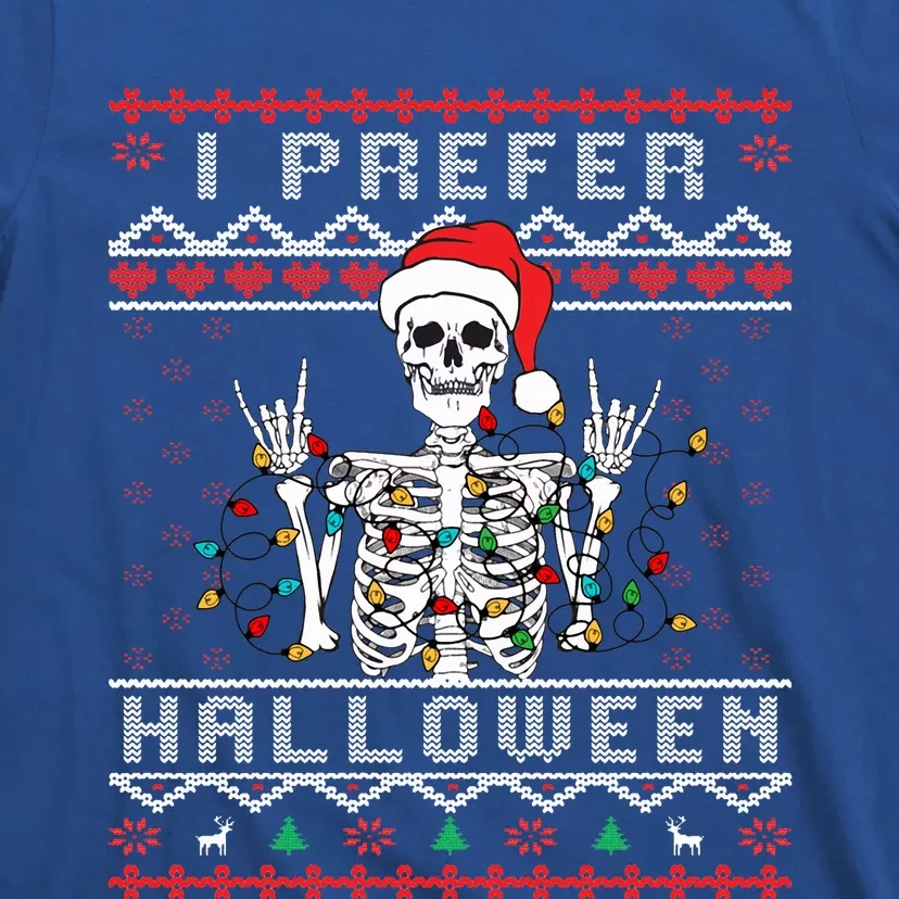 funny holiday Ugly xmas I prefer halloween christmas T-Shirt