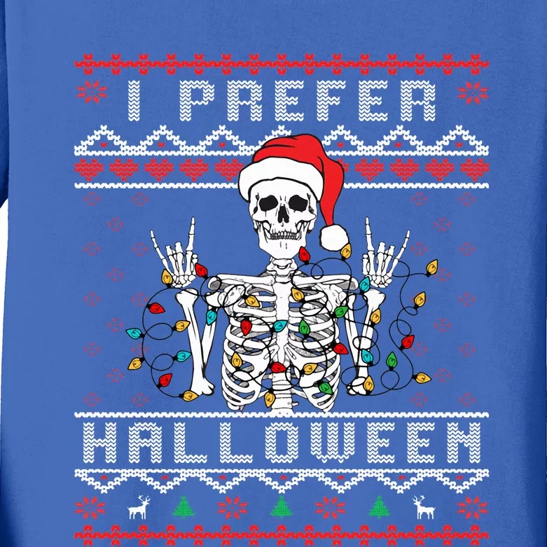 funny holiday Ugly xmas I prefer halloween christmas Kids Long Sleeve Shirt