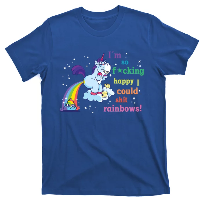 Fabulous Happy Unicorn Farting Rainbow Gift T-Shirt