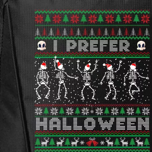 funny holiday Ugly xmas I prefer halloween christmas sweater City Backpack