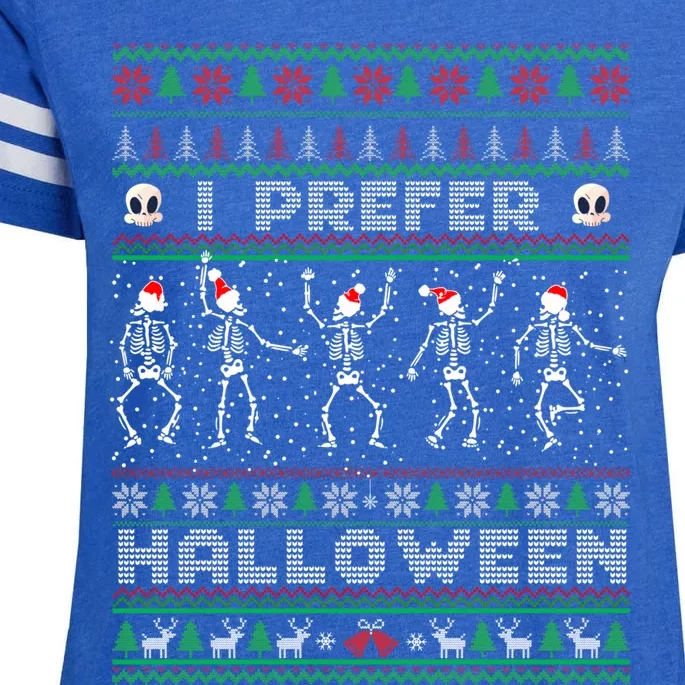 funny holiday Ugly xmas I prefer halloween christmas sweater Enza Ladies Jersey Football T-Shirt