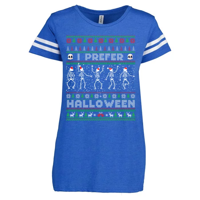 funny holiday Ugly xmas I prefer halloween christmas sweater Enza Ladies Jersey Football T-Shirt