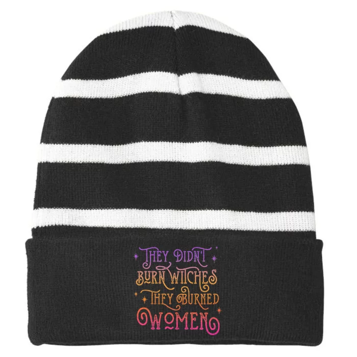 Feminist Halloween: Unveiling the Witch Trials Striped Beanie with Solid Band