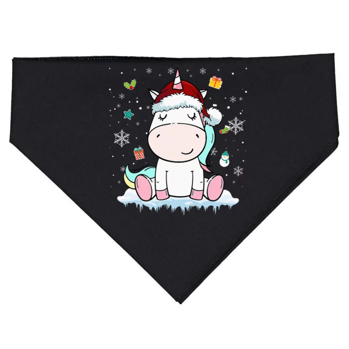 Festive Holiday Unicorn Santa Claus Festive USA-Made Doggie Bandana